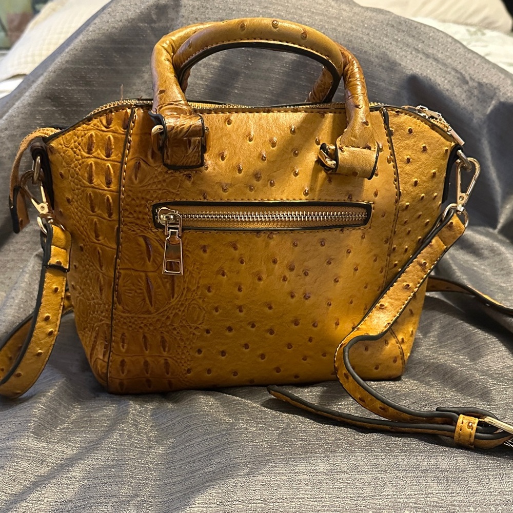 Elegant Tan Alligator Print Handbag